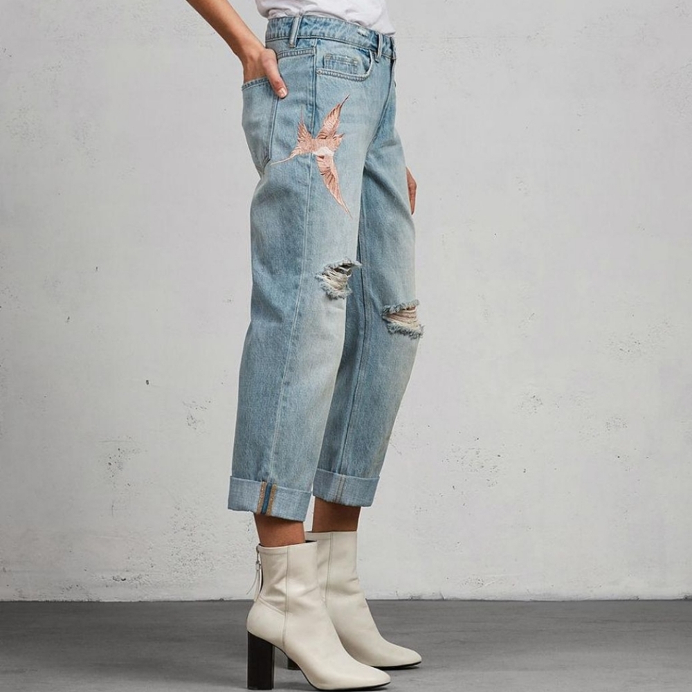 All Saints Alana Embroidered Boyfriend Jeans